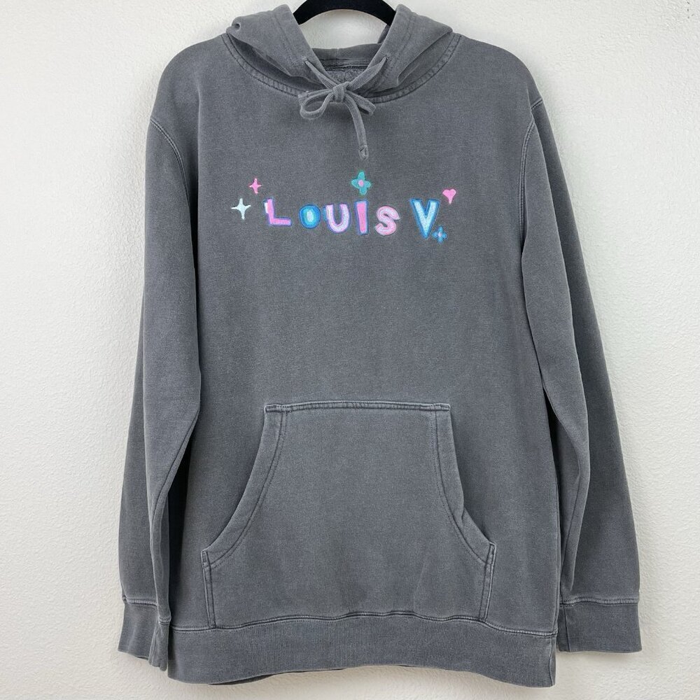 Mega Yacht Unisex Medium Louis Grey Hoodie Sweatshirt Embroidered Colorful